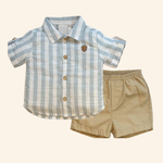 CONJUNTO CURTO  INFANTIL MENINO CAMISA LISTRADA  BERMUDA  