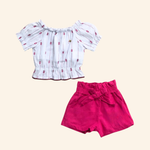 CONJUNTO INFANTIL MENINA BLUSA CIGANINHA E SHORTS