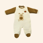 MACACÃO BEBÊ DE CACHORRINHO E OSSINHO MENINO EM PLUSH