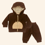 CONJUNTO  MENINO BEBÊ  ESTAMPA URSINHO COM CALÇA MARROM