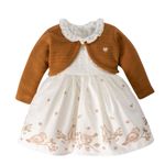   VESTIDO PASSARINHOS BEBÊ MANGA CURTA COM BOLERINHO
