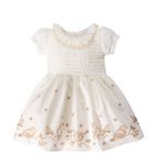   VESTIDO PASSARINHOS BEBÊ MANGA CURTA COM BOLERINHO