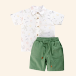 CONJUNTO INFANTIL MENINO CAMISA MANGA CURTA ESTAMPADA E BERMUDA