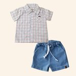 CONJUNTO BEBÊ MENINO CAMISA E BERMUDA JEANS