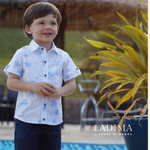 CONJUNTO INFANTIL MENINO BERMUDA E CAMISA COQUEIROS