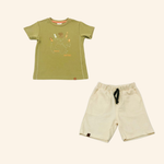 CONJUNTO INFANTIL MENINO CAMISETA E BERMUDA SAFARI VERDE