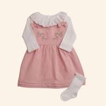 CONJUNTO BEBÊ MENINA SALOPETE E BODY MANGA LONGA 