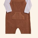 CONJUNTO BEBÊ MENINO SALOPETE EM TRICÔ E BODY GOLA BORDADA