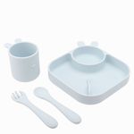 KIT ALIMENTACAO INFANTIL COM 4 PEÇAS DE SILICONE 