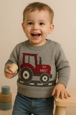 BLUSA SUÉTER DE FRIO INFANTIL TRICÔ ESTAMPA TRATOR INVERNO