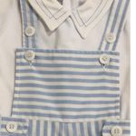 CONJUNTO CURTO BEBÊ MENINO BODY E JARDINEIRA LISTRADA