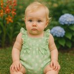 MACACÃO CURTO BEBÊ MENINA BOLINHAS 