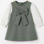 CONJUNTO BEBÊ MENINA BODY E VESTIDO EM SUEDE E MALHA CONFORT 