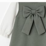 CONJUNTO BEBÊ MENINA BODY E VESTIDO EM SUEDE E MALHA CONFORT 