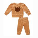 CONJUNTO INFANTIL MENINA BLUSA E CALÇA EM VELUDO 