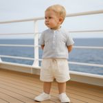 CONJUNTO INFANTIL MENINO CAMISA LISTRADA E BERMUDA
