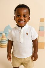 CONJUNTO CURTO INFANTIL MENINO  CAMISA BRANCA 