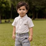 CONJUNTO INFANTIL MENINO  BERMUDA LISTRADA E CAMISA