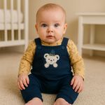 JARDINEIRA LONGA E BODY BEBÊ MENINO URSOS
