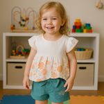 Conjunto Infantil Shorts E Bata Jardim