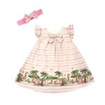 VESTIDO PARA BEBÊ ESTAMPA BICHINHOS NA FLORESTA