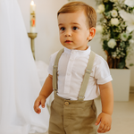 Conjunto Menino Bermuda Com Suspensório E Camisa 