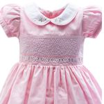 VESTIDO INFANTIL MENINA ROSA COM BORDADOS FLORAIS