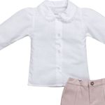CONJUNTO INFANTIL MENINA CAMISA BATA BRANCA E SHORTS