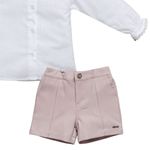 CONJUNTO INFANTIL MENINA CAMISA BATA BRANCA E SHORTS