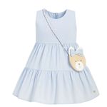 VESTIDO AZUL COM BOLSA URSINHA