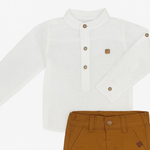 CONJUNTO INFANTIL CAMISA ALGODÃO E BERMUDA SARJA CARAMELO