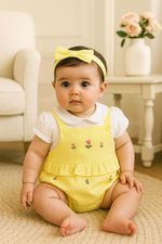 CONJUNTO CURTO ROMPER TULIPAS  BEBÊ MENINA