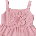 VESTIDO INFANTIL ROSA COM FLOR DELICADA