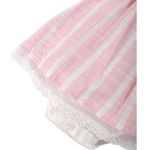 MACACÃO CURTO  BEBÊ MENINA LISTRADO ROSA COM LAÇOS