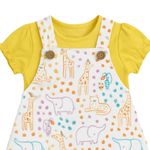 CONJUNTO CURTO MENINA SALOPETE ESTAMPADA COM BODY PARA BEBÊ