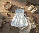 VESTIDO INFANTIL EM LAISE FLORAL AZUL