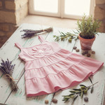 VESTIDO INFANTIL ROSA COM FLOR DELICADA
