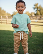 CAMISA MENINO BATA INFANTIL VERDE CLARINHO