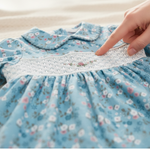 VESTIDO BORDADO COM CALCINHA EM MALHA PERUANA AZUL FLORIDO