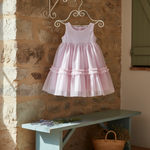 VESTIDO INFANTIL MALHA  ALFAIATARIA E TULE ROSA