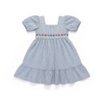 VESTIDO INFANTIL COM LISTRAS E BORDADO