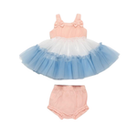 VESTIDO DE FESTA PARA BEBÊ EM ALGODÃO E TULE