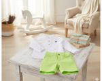 CONJUNTO INFANTIL MENINO BATA BRANCA E BERMUDA  EM SARJA 