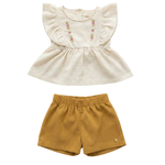CONJUNTO INFANTIL MENINA BATA EM MALHA TEXTURIZADA E SHORTS
