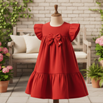 VESTIDO INFANTIL CLÁSSICO VERMELHO COM BABADOS