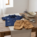 CONJUNTO BEBÊ MENINO CAMISA POLO BORDADA E BERMUDA