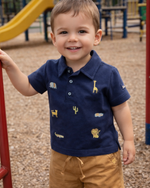 CONJUNTO INFANTIL MENINO CAMISA POLO BORDADA E BERMUDA
