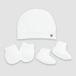 Kit Bebê touca/luva/meia Fio Egípicio 100% Algodão