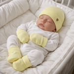 Kit Bebê touca/luva/meia Fio Egípicio 100% Algodão