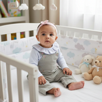Conjunto Jardineira Longa E Body  Bebê Menina Bichinhos